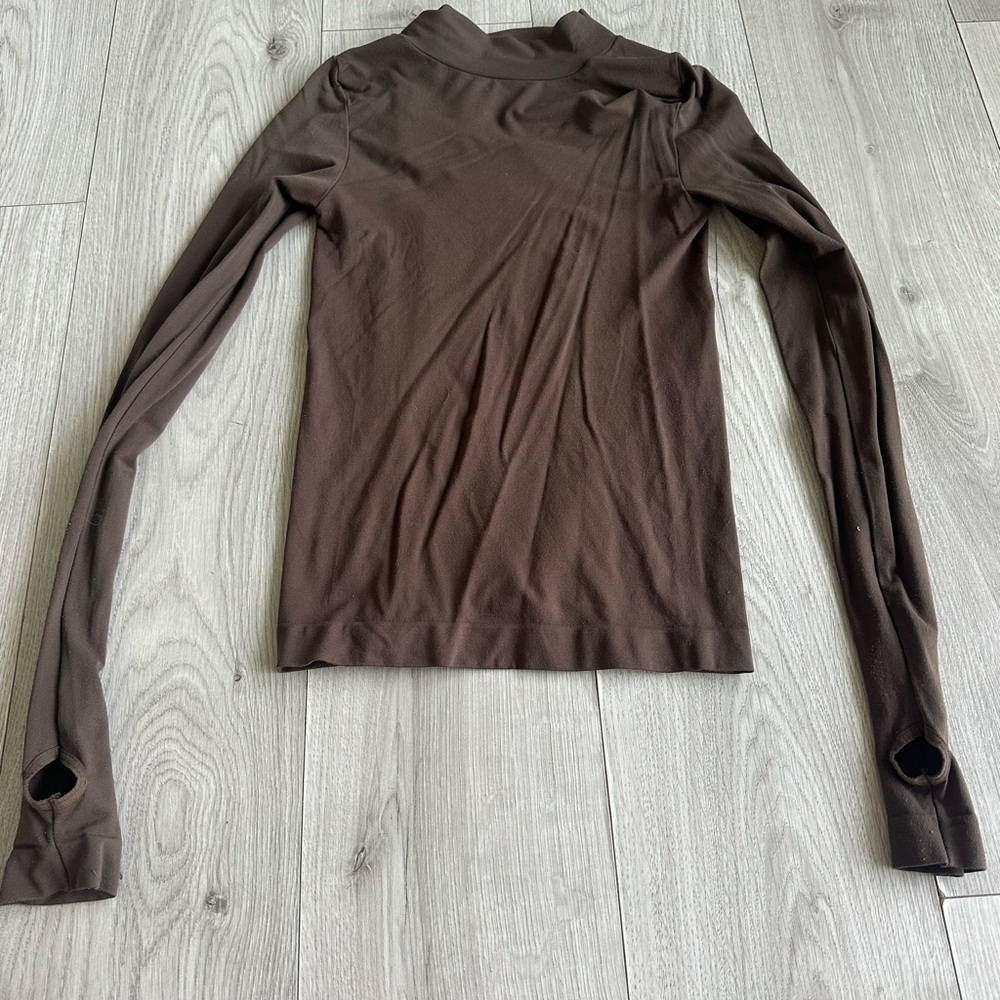 Free People Chocolate Brown Long Sleeve Top